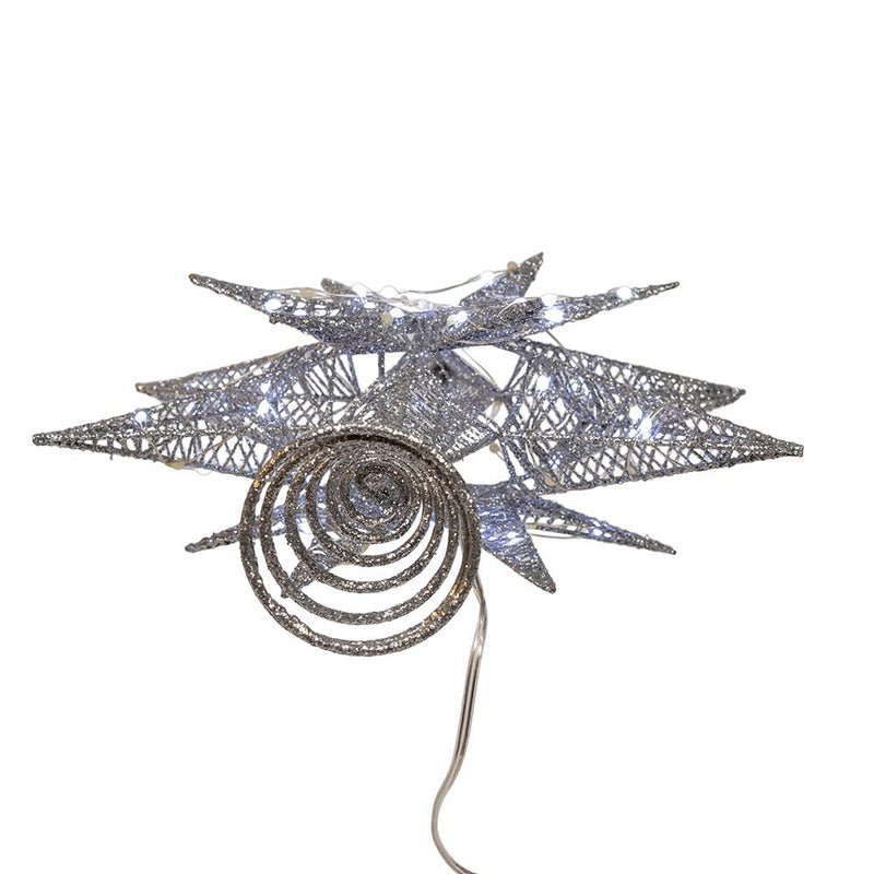 Cool White Micro LED Silver Starburst Treetop - 15 inch
