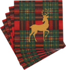 Reindeer Tartan Red Cocktail Napkin