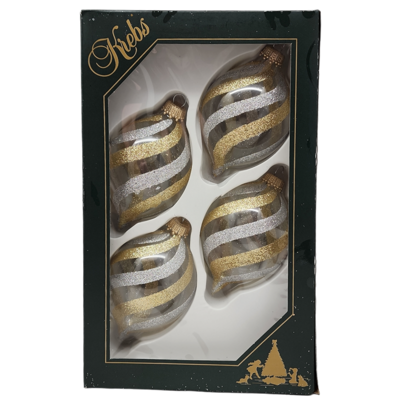 Krebs Value Glass Onion 4 pack - Silver and Gold Swirl