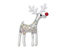 AB Crystal Studded Silver Rudolph Pin