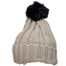 Knit Hat With Three Interchangeable Poms - Oatmeal