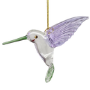 Egyptian Glass Hummingbird Ornament - Purple Wings / Green Tail / Green Beak