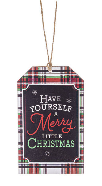 Wooden Plaid Gift Tag Ornament - Have yourself a Merry little Christmas