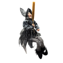 Black and White Fabric Sitting Halloween Witch