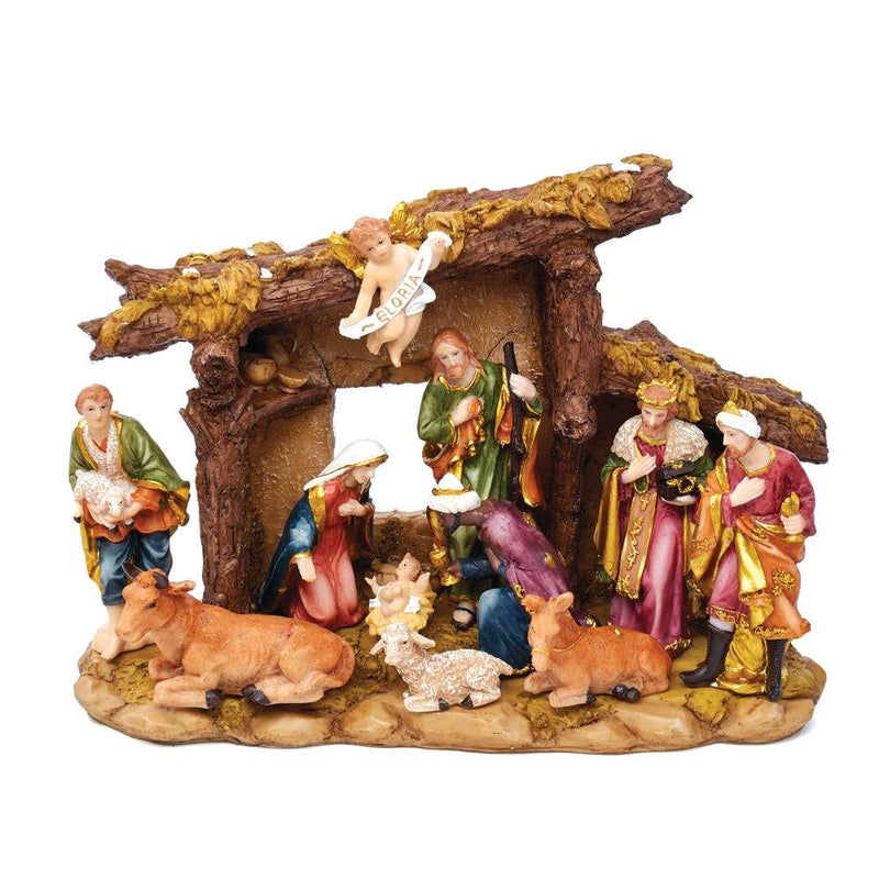 Nativity Set With 11 Figures and Stable