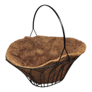 Oval Black Metal Wire Handle Basket with Coco Mat Liner - 15-Inch Long