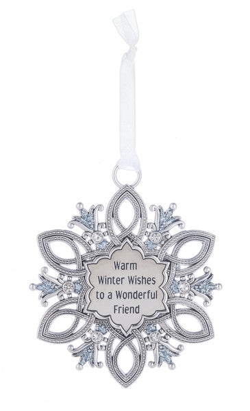Gem Snowflake Ornament - Warm Winter Wishes to a Wonderful Friend - The Country Christmas Loft