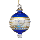 Striped Small Globe Ornament - Noble Blue
