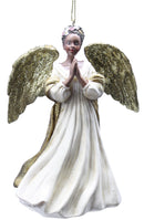 Ivory And Gold African American Angel Ornament - Praying Hands - The Country Christmas Loft