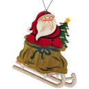 Santa's Starlit Sleigh Ride: Hand-Painted Plywood Ornament