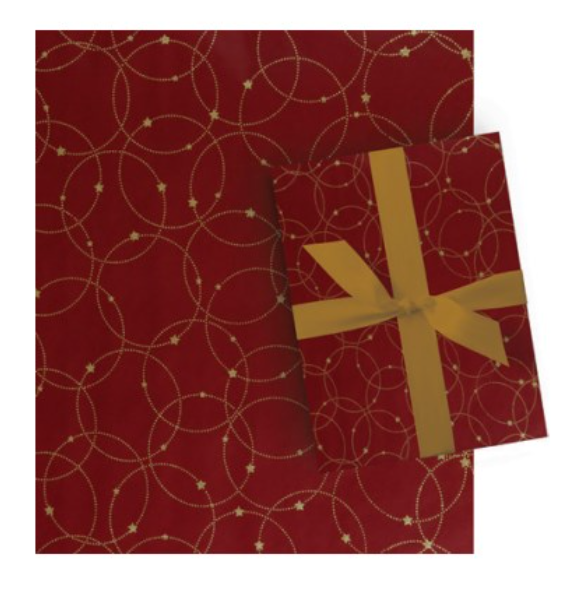 Glitter Embossed Roll Wrap - 30" x 120" - Red Star Orbits