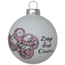 Baby's First Christmas Keepsake Glass Ornament - Pink Booties