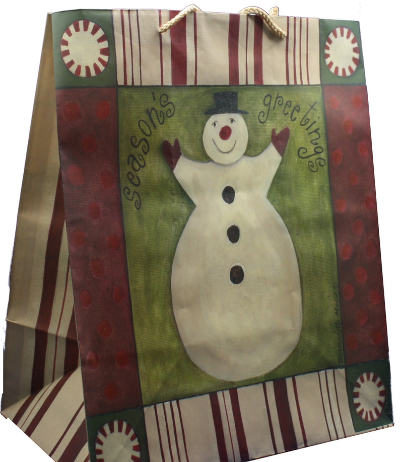 Season's Greetings Snowman Gift Bag - Large - The Country Christmas Loft