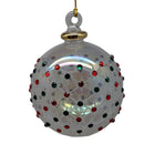 Crystal Clear Ball Ornament with Ruby Red and Emerald Green Chatons and Gold Crown - Egyptian Glass - by Egyptian Museum
