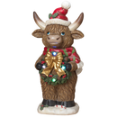 Holiday Highland Cow with Wreath – 26.7" Lighted Figurine with Timer