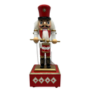 Wood Wind-Up Musical Nutcracker Figurine with Movement - Red Hat