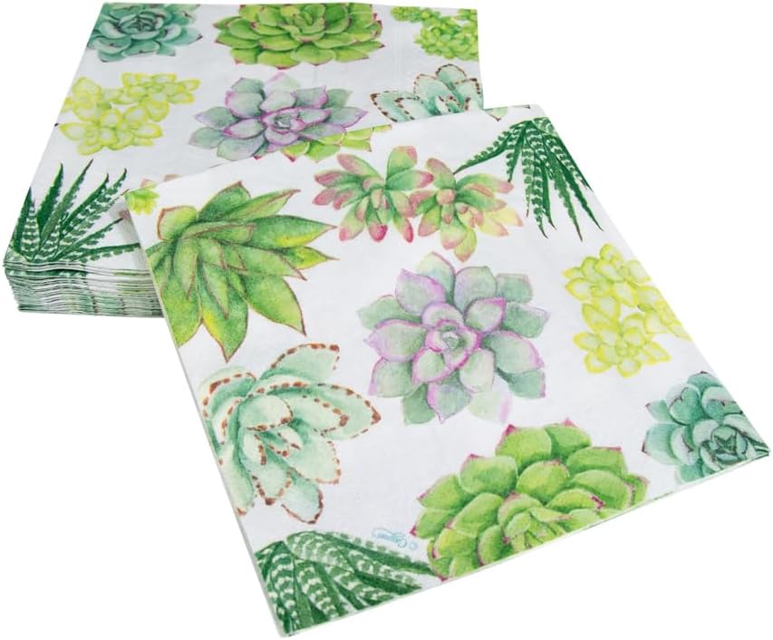 succulent napkins Caspari Succulents Paper Luncheon Napkins
