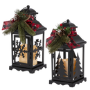 10.5-Inch Lighted Metal Lanterns with Timer (Set of 2)