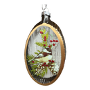Glass Holiday Bird Design Ornament - Chickadee