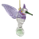 Egyptian Glass Hummingbird Ornament - Purple Wings / Green Tail / Green Beak