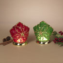 Lighted Spinning Poinsettia Water Globe -