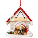 Ceramic Doghouse Ornament - Pug