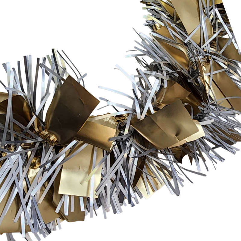 12 foot 4 Ply Luxury Matte Tinsel Garland - Silver/Gold