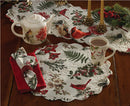 Nature Sings Cardinal Linen Set - Quilted Rounds Placemat - The Country Christmas Loft