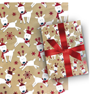 Kraft Foil Roll Wrap - 30" x 96" - Whimsical Reindeer