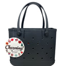 Charming Tote Bag With 12 Removable Charms - Black - Gift Shoppe >> Handbags & Wallets >> Shopping Totes - by Gerson