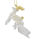 Spunglass Ornament - Gold Reindeer With Sleigh