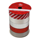 3/4 Inch Curling Ribbon - 5 Colors - 8 Feet Each - Grey/Red/Silver/White/Red Stripe
