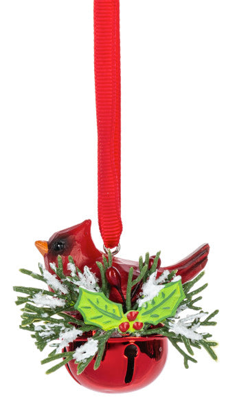 Cardinal in Holly Bell ornament