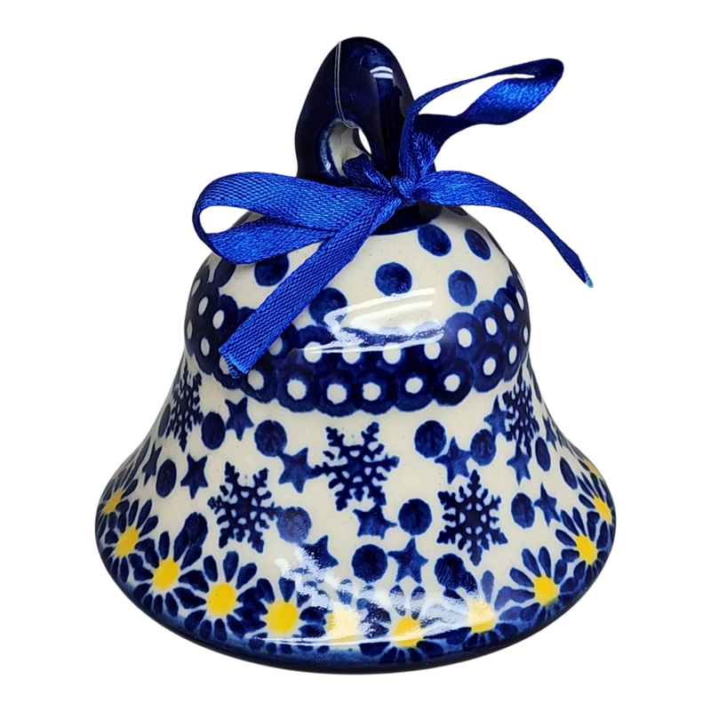 Ceramic Holiday Bell - Frosted Floral Pattern