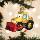 Bright Eyed Bulldozer  Glass Ornament