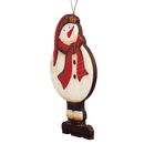 Glossy Wooden Snowman Ornament - 5 Inches