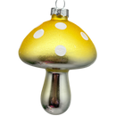 Yellow Glow-In-The-Dark Glass Mushroom Ornament