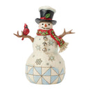Snowman with Cardinal and Twig Figurine