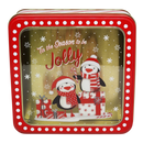 Square Cookie Tin with Window - Tis the Season to be Jolly Penguins