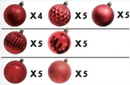 Ball Watch Shatterproof 40mm Ornaments - Set of 34 - Classic Red - Christmas >> Ornaments >> Shatterproof - by Decoris