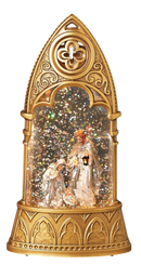 Lighted Holy Family Glitterdome Arch - Gold - Christmas >> Nativity - by Roman