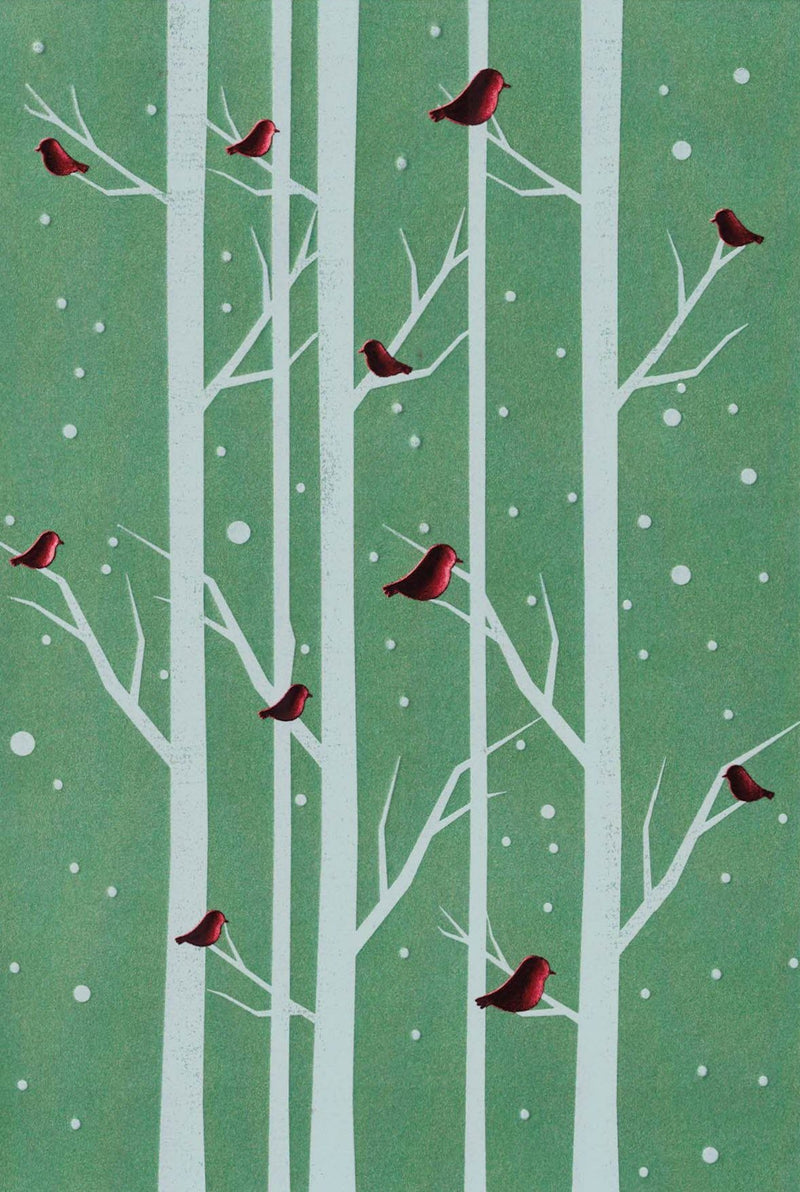 Elegant Boxed Cards - Cardinals on Birch