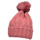 Knit Hat With Three Interchangeable Poms - Rose Pink