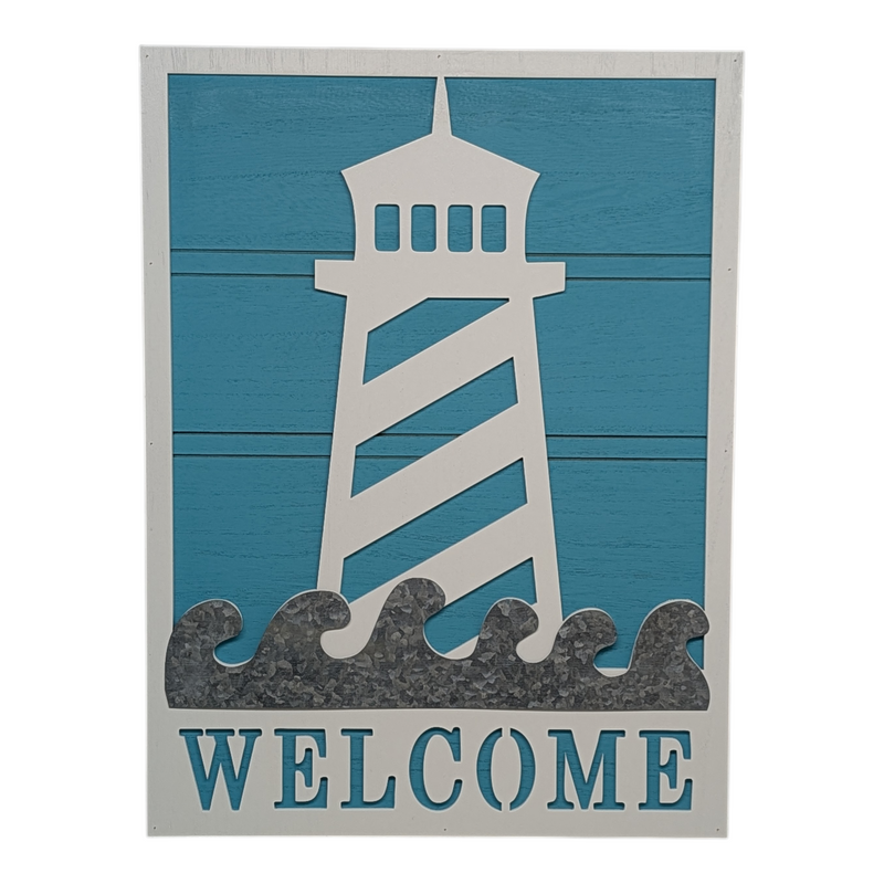 Lighthouse Design Welcome Wall Sign - Coastal Decor – The Country ...