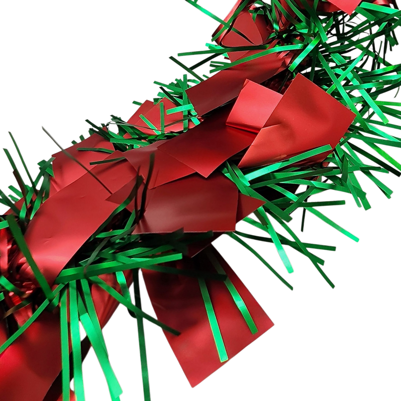 12 foot 4 Ply Luxury Matte Tinsel Garland - Red/Green