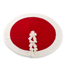 Red Velvet Tree Skirt with White Bows - 48 Inch