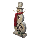 Lighted Log-Style Snowman Figurine - Star