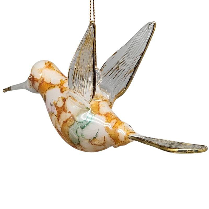 Blown Glass Hummingbird - Golden Petal