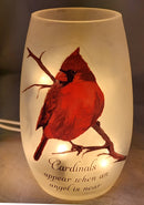 Lighted Glass Vase - Winter Cardinal - 5.25 Inches tall