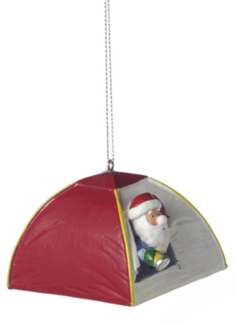 Santa In Tent Ornament - Red - The Country Christmas Loft